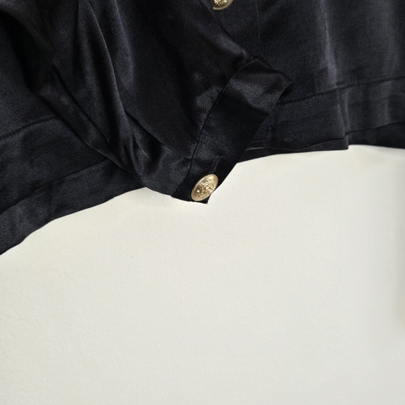 J CREW Black Lady Jacket In Luster Crepe Women's Jacket Gold Tone Button Down - Picture 7 of 12